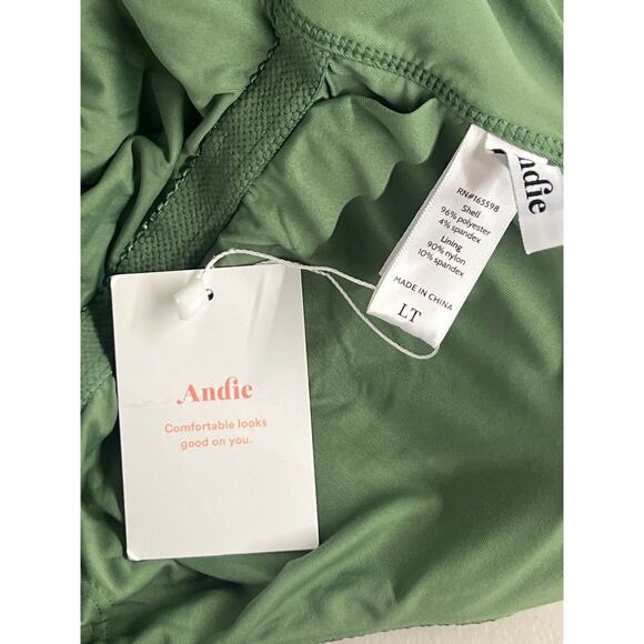 Andie Sz LT tall Sea Green Ibiza Ribbed Scoop Neck One Piece Swimsuit textured - Picture 4 of 5